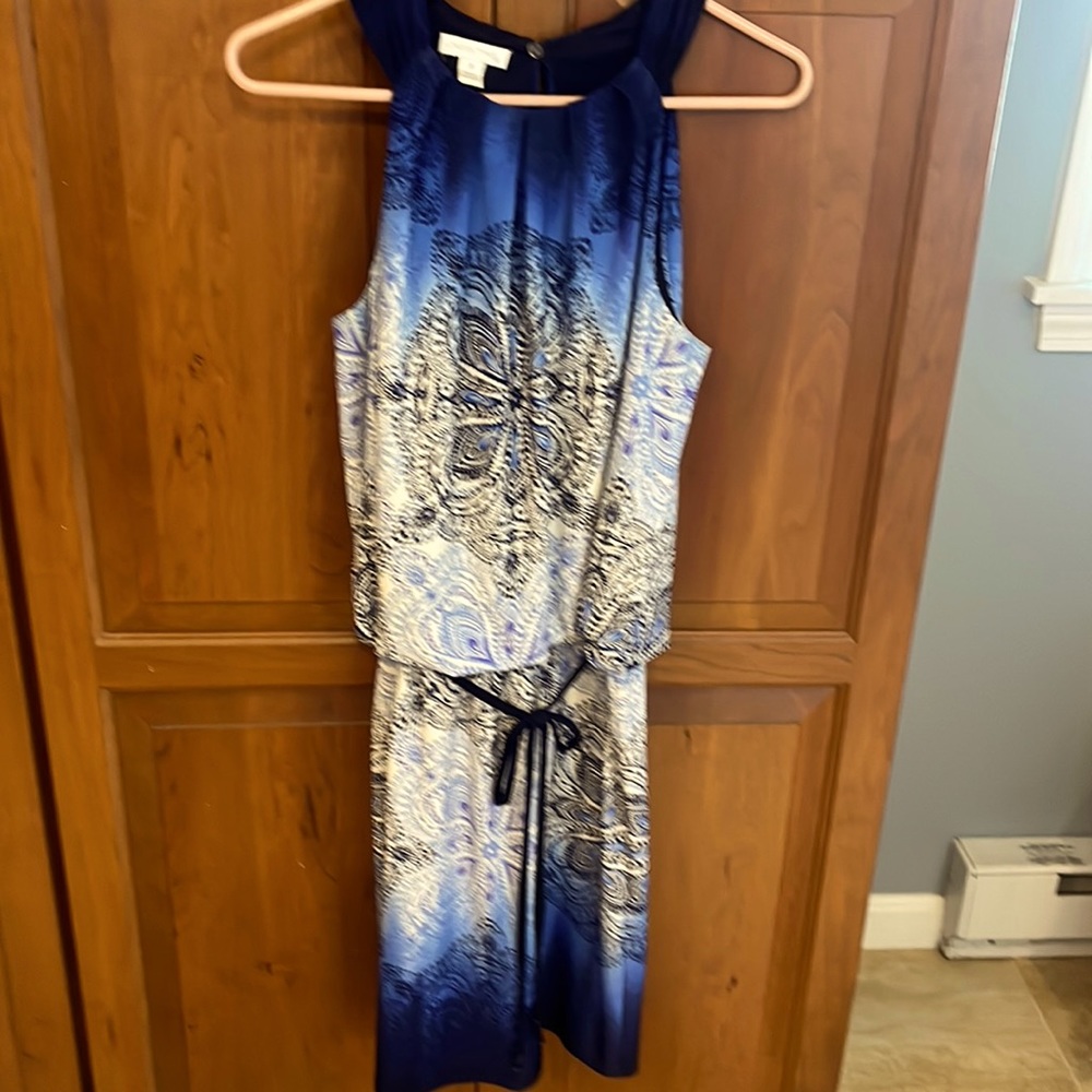 London Times Blue patterned dress